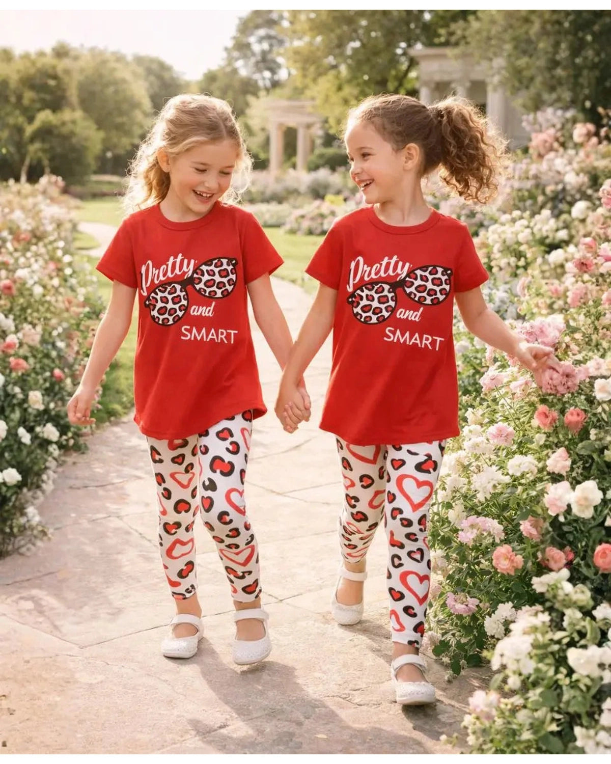 Pretty and Smart Leopard Heart Summer Suit Set