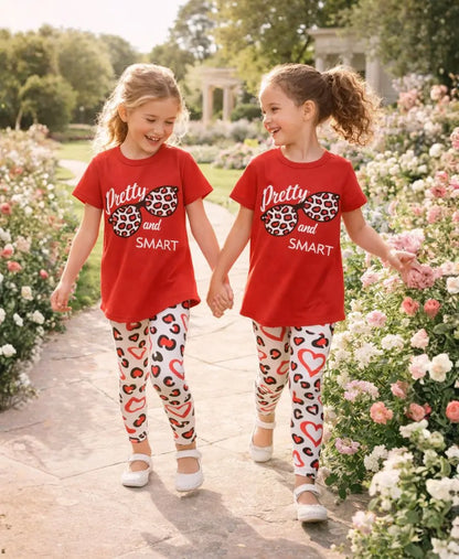 Pretty and Smart Leopard Heart Summer Suit Set