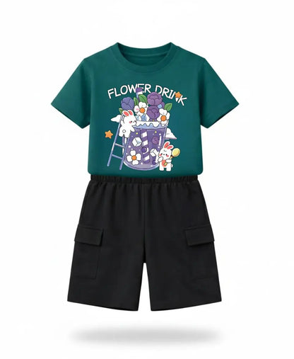 Flower Drink Bunny Suit Set