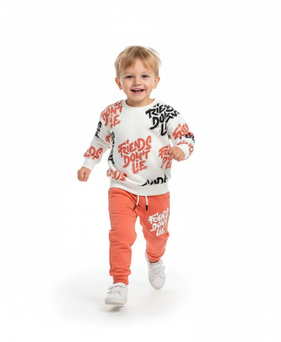 Unisex Cotton Sweatshirt & Trouser Set – Friends Don’t Lie