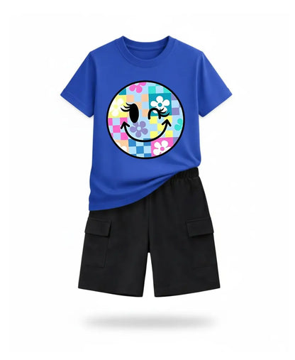 Pastel Smiley Bloom Kids Suit Set
