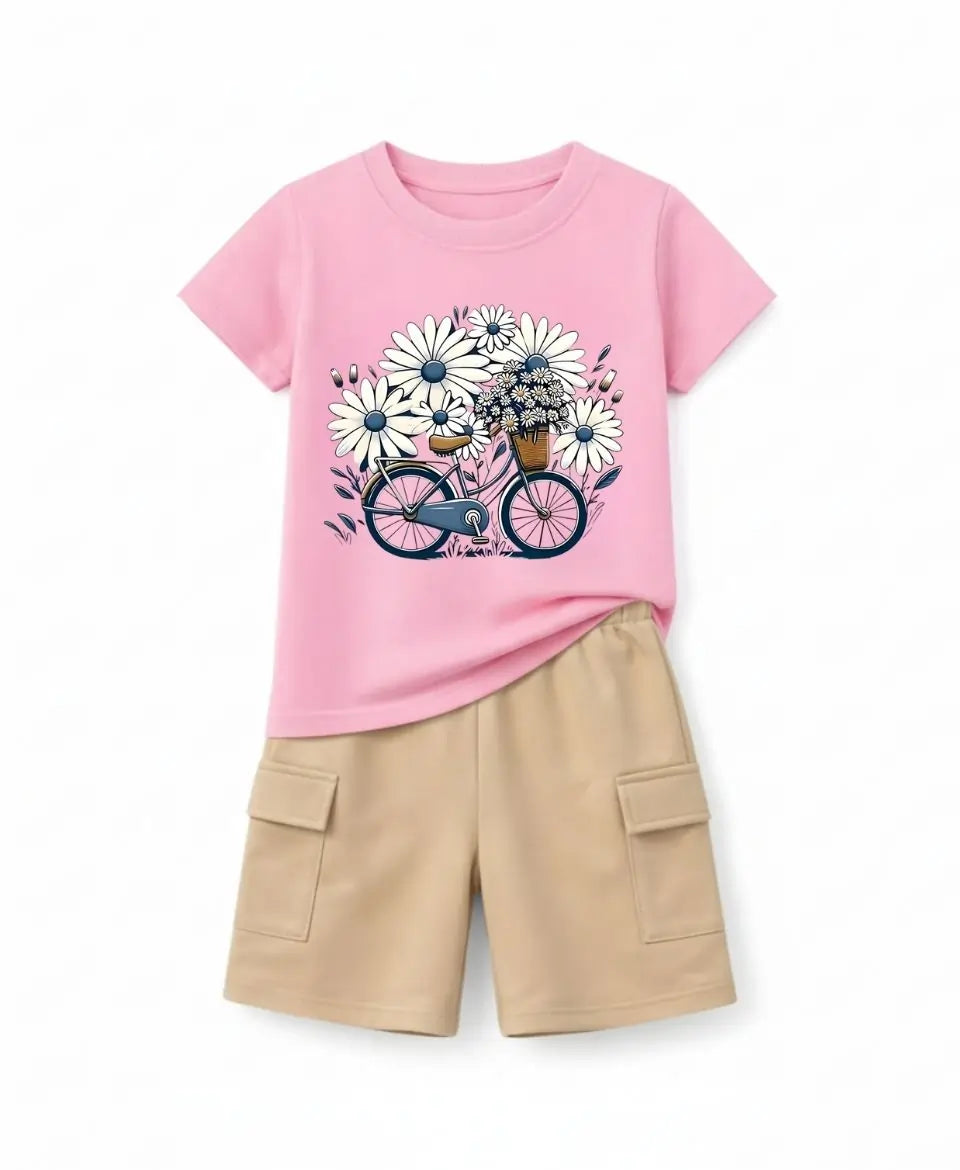 Lavender Daisy Bicycle Girls Suit Set