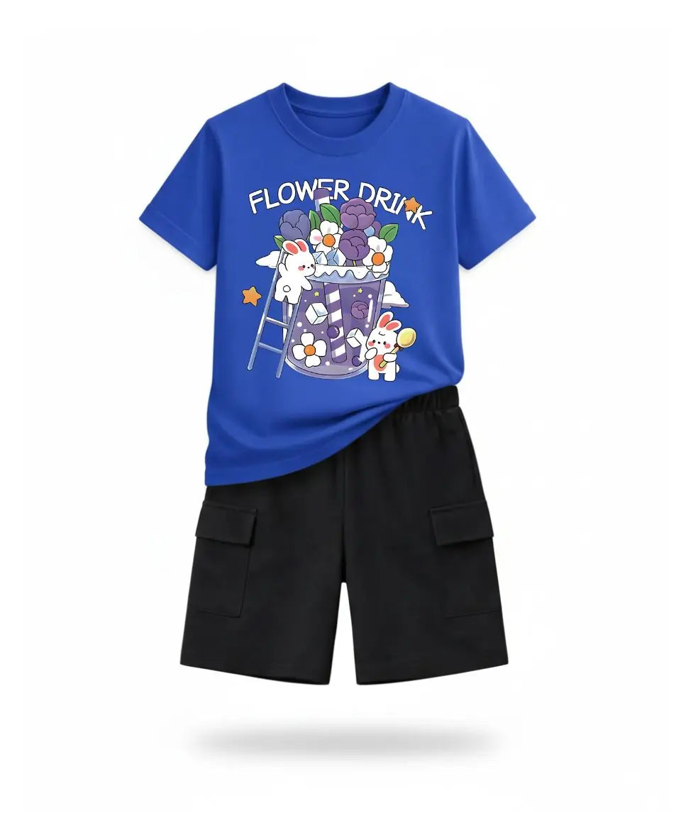 Flower Drink Bunny Suit Set