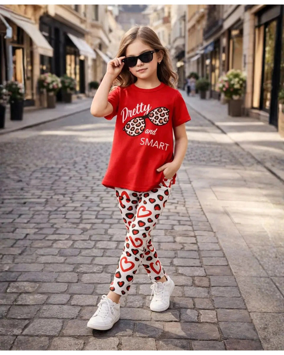 Pretty and Smart Leopard Heart Summer Suit Set