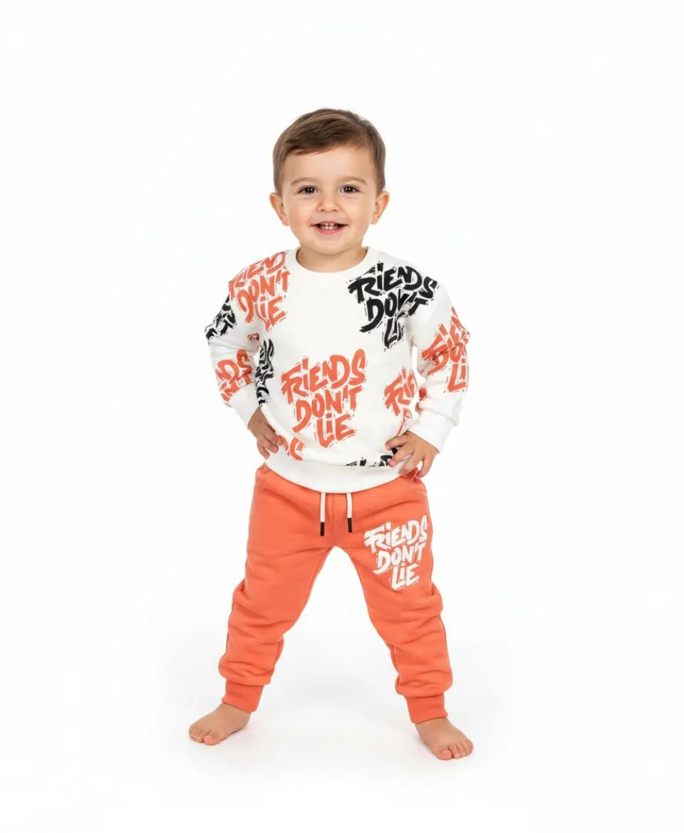 Unisex Cotton Sweatshirt & Trouser Set – Friends Don’t Lie