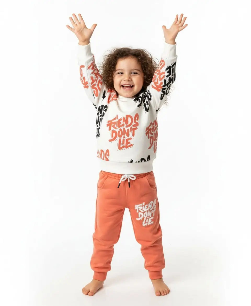 Unisex Cotton Sweatshirt & Trouser Set – Friends Don’t Lie