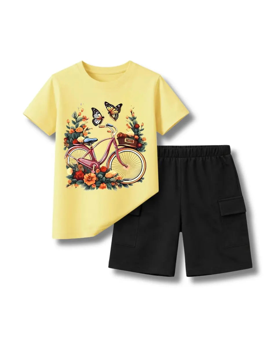 Vintage Bicycle Bloom Kids Suit Set