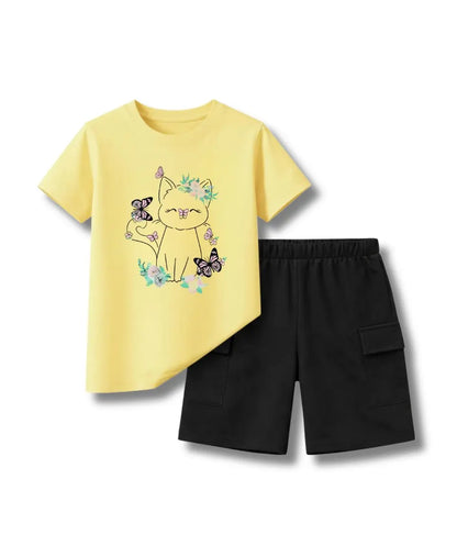 Floral Kitty Kids Suit Set