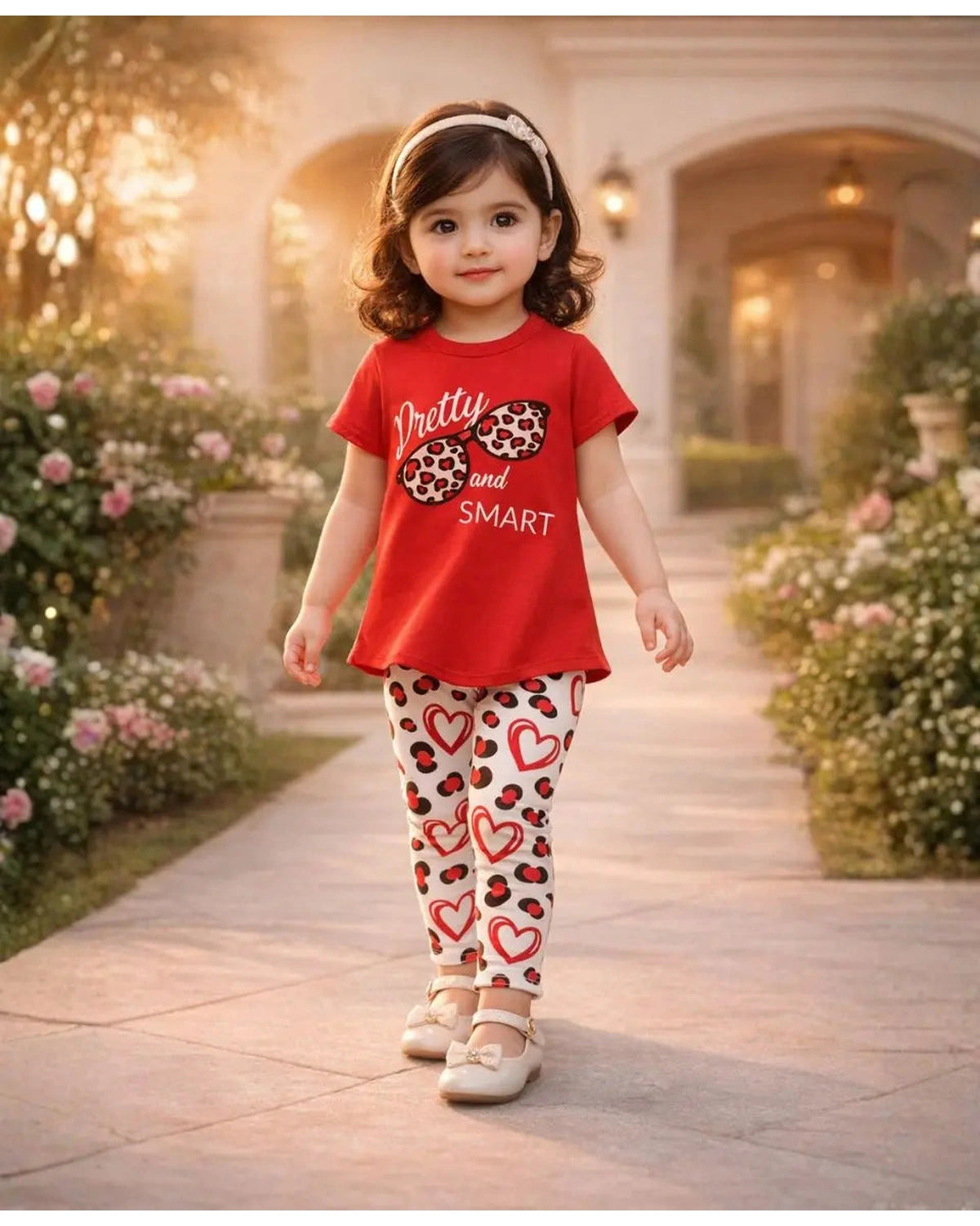 Pretty and Smart Leopard Heart Summer Suit Set