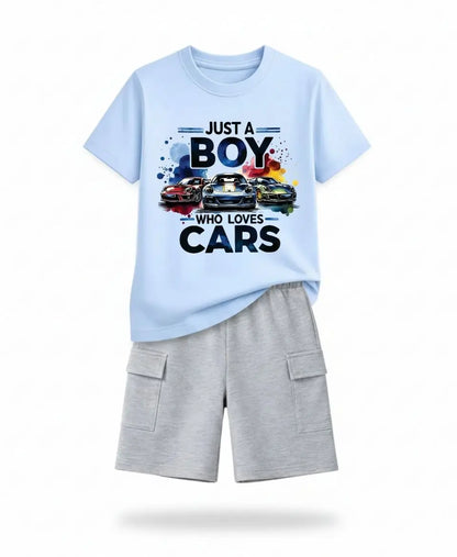 Just A Boy Who Loves Cars Kids Suit Set