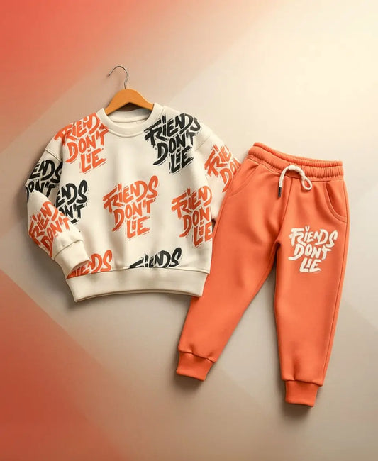 Unisex Cotton Sweatshirt & Trouser Set – Friends Don’t Lie