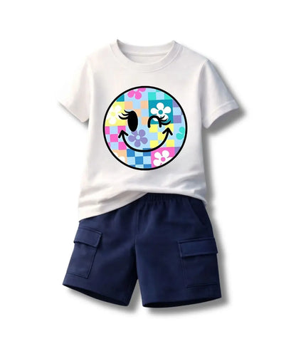 Pastel Smiley Bloom Kids Suit Set
