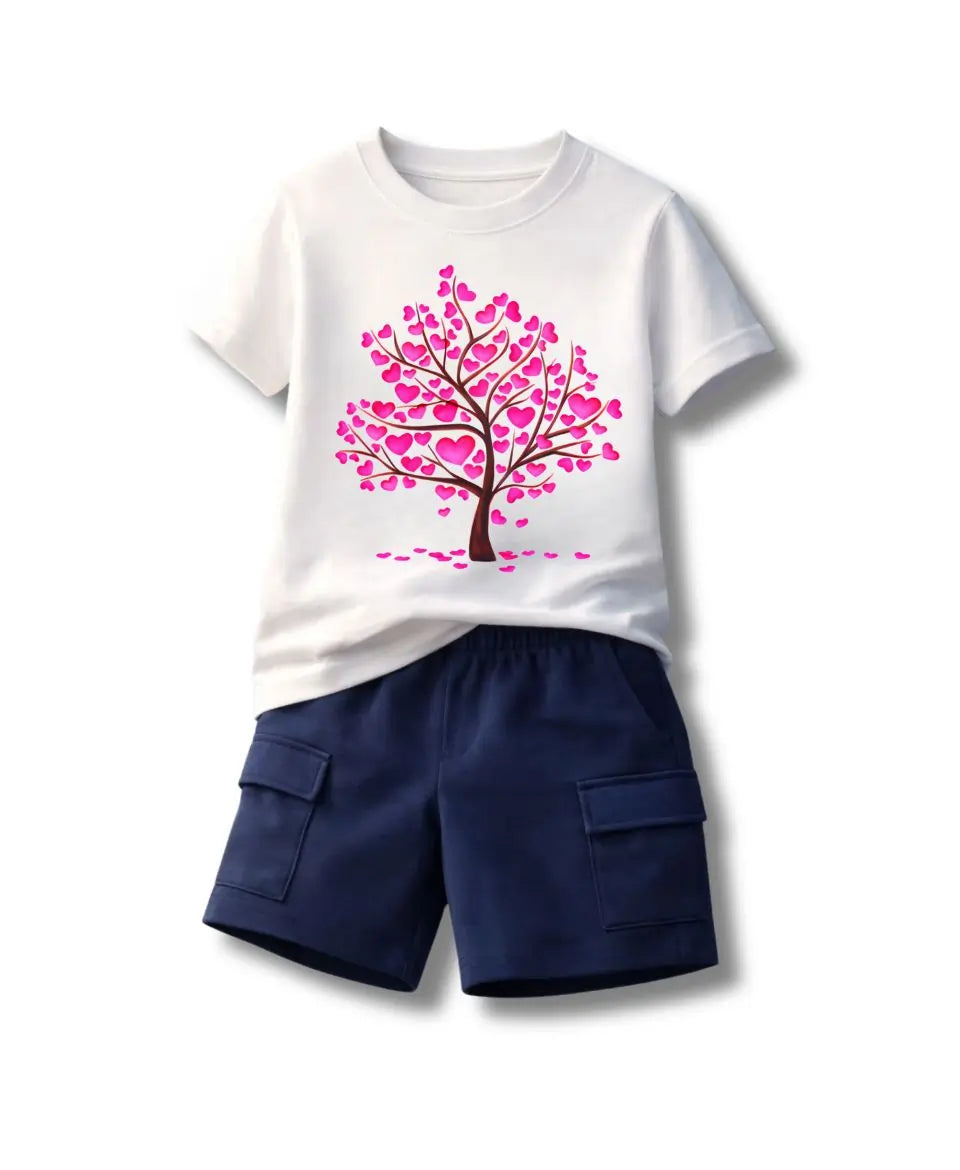 Pink Heart Tree Kids Suit Set