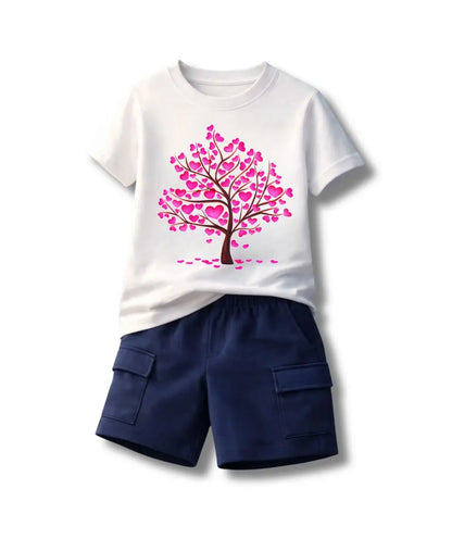 Pink Heart Tree Kids Suit Set