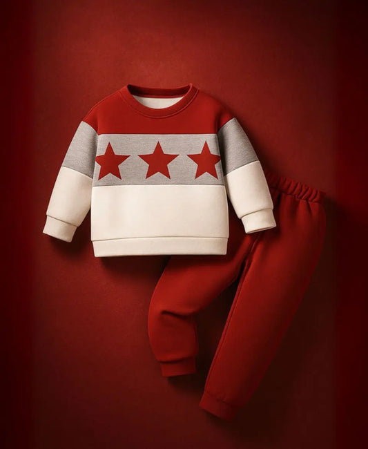Unisex Fleece Sweatshirt & Pants Set – Red Star Winter Outfit