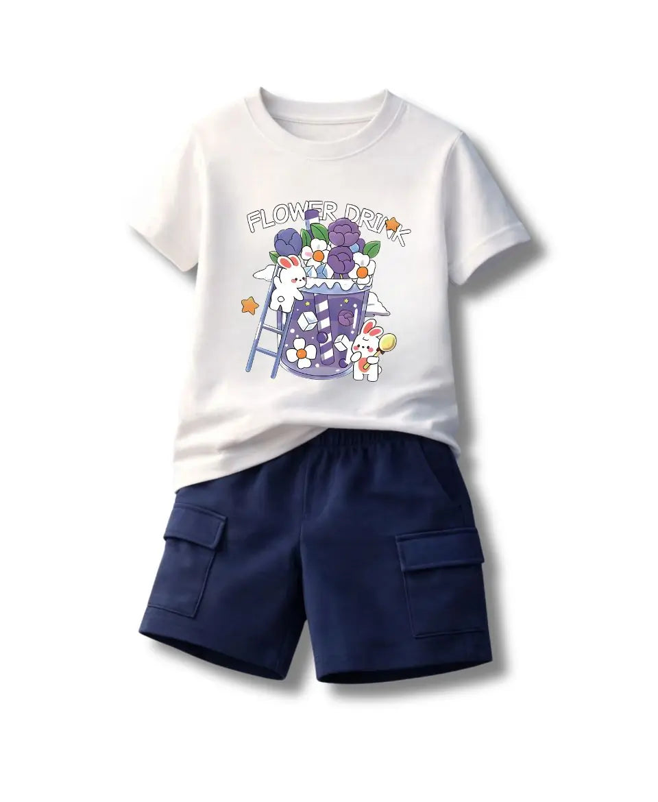 Flower Drink Bunny Suit Set