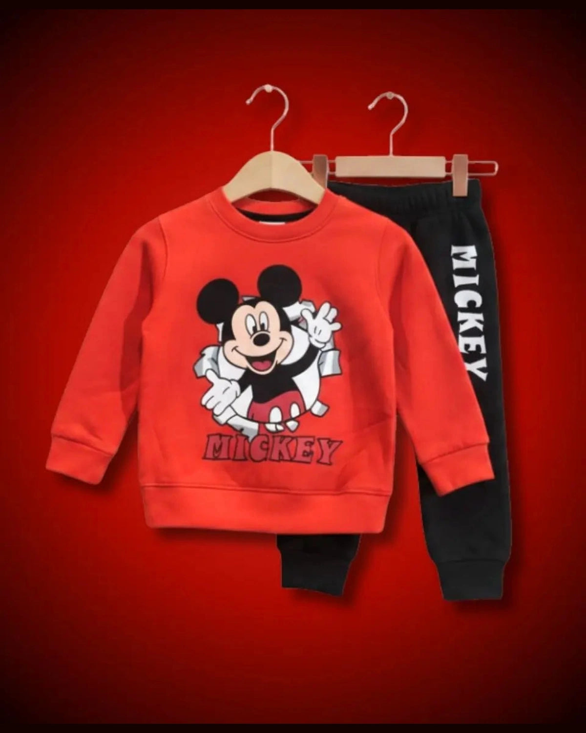 Unisex Mickey Print Sweatshirt & Trouser Set for Kids