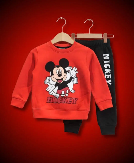 Unisex Mickey Print Sweatshirt & Trouser Set for Kids