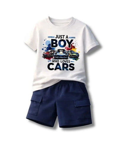 Just A Boy Who Loves Cars Kids Suit Set