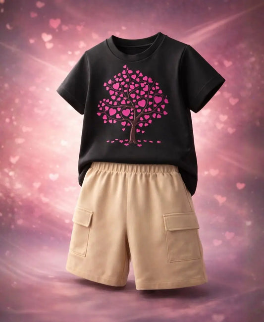 Pink Heart Tree Kids Suit Set