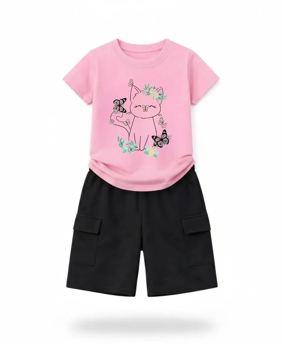 Floral Kitty Kids Suit Set