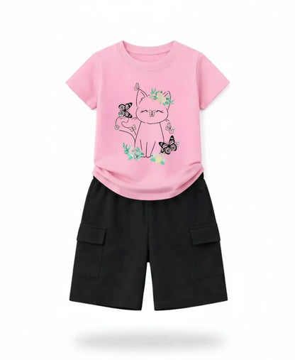 Floral Kitty Kids Suit Set