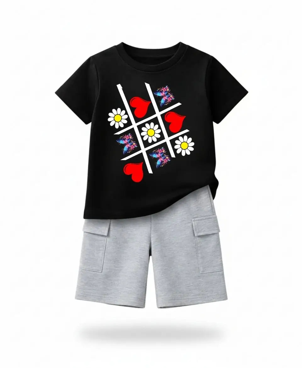 Butterfly Hearts Tic Tac Girls Suit Set