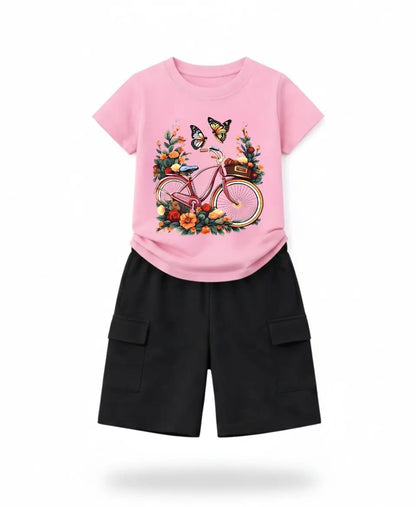 Vintage Bicycle Bloom Kids Suit Set