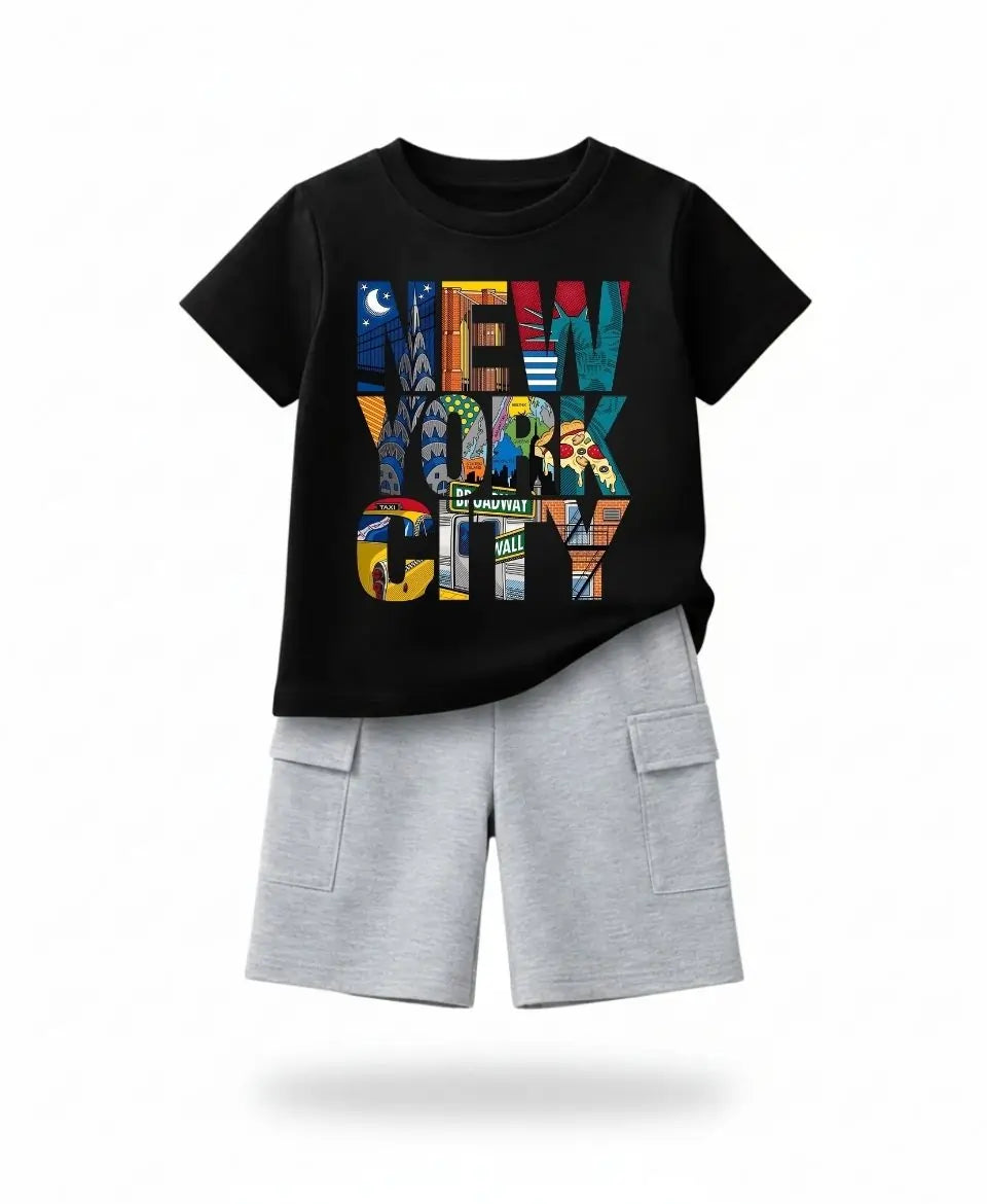 New York City Bold Print Kids Suit Set