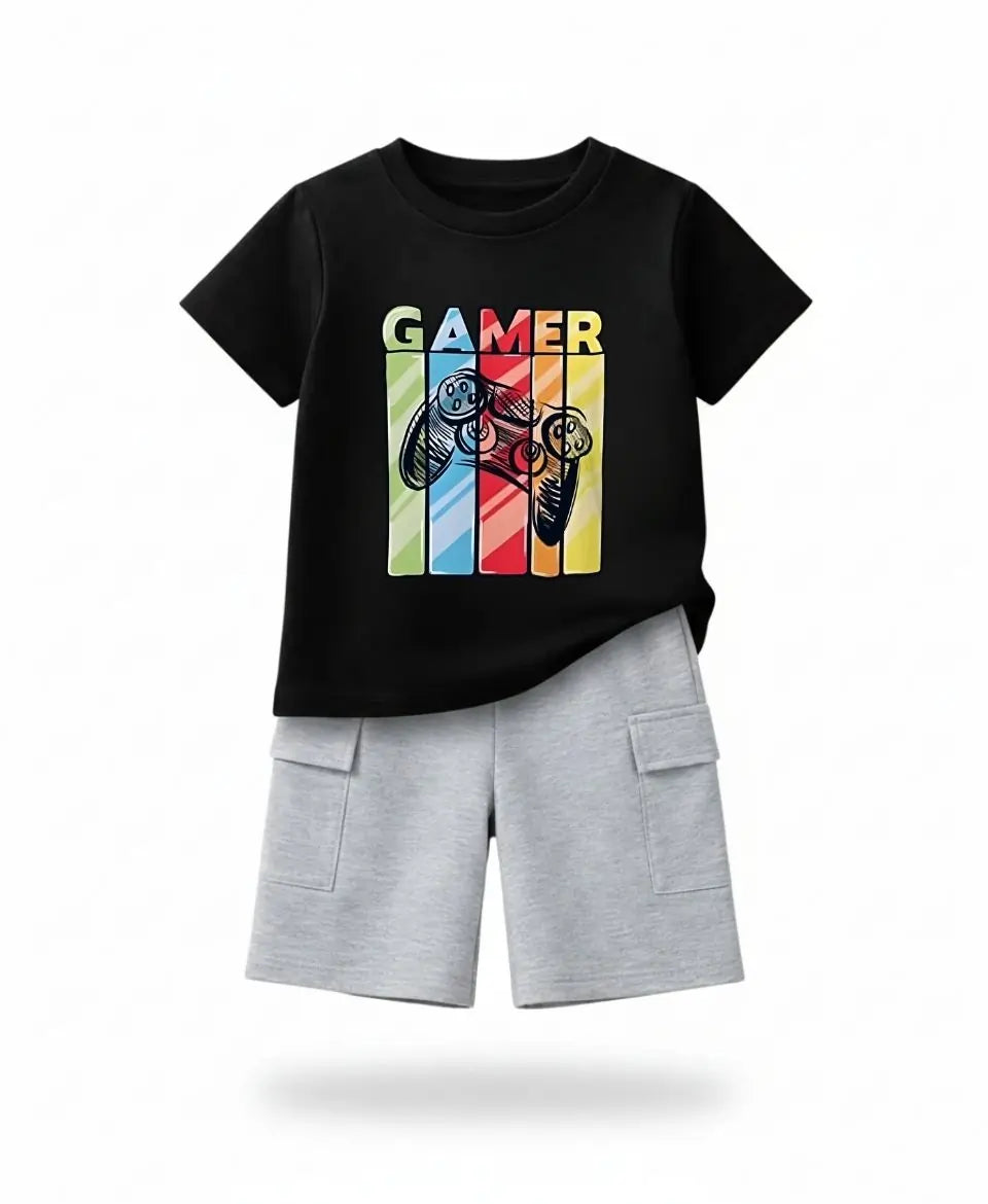 Retro Gamer Stripe Kids Suit Set