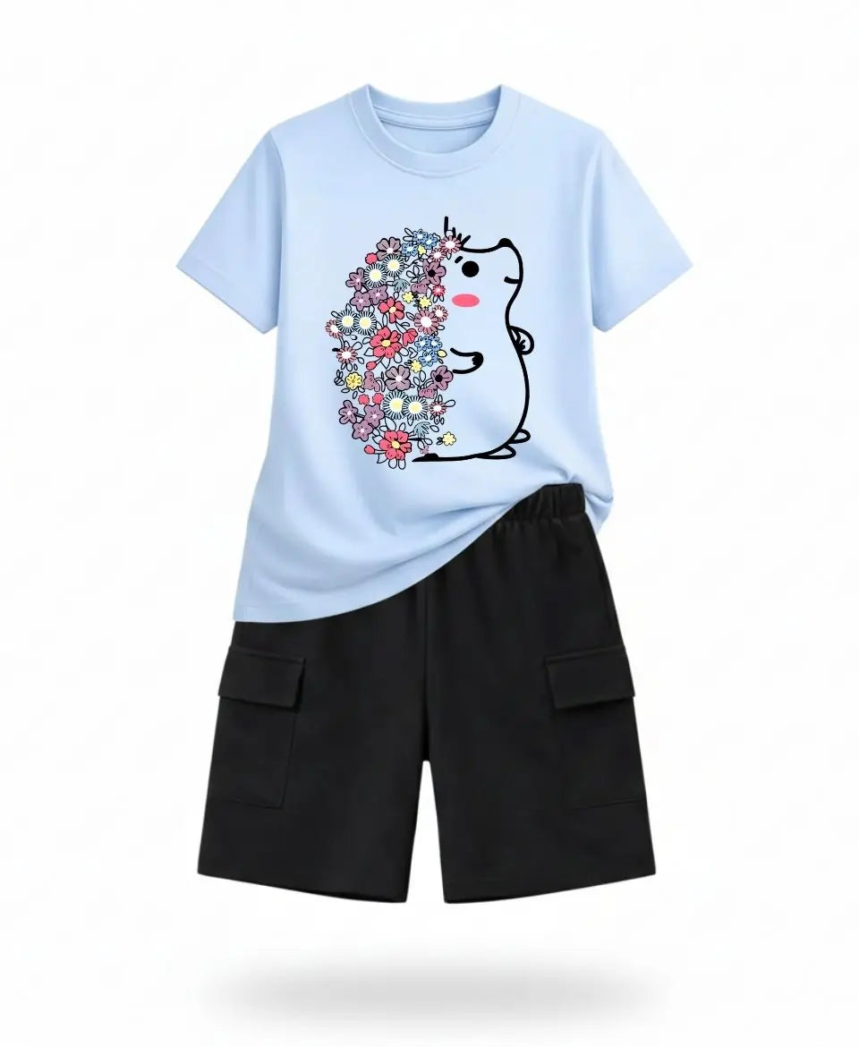 Floral Bunny Charm Girls Suit Set