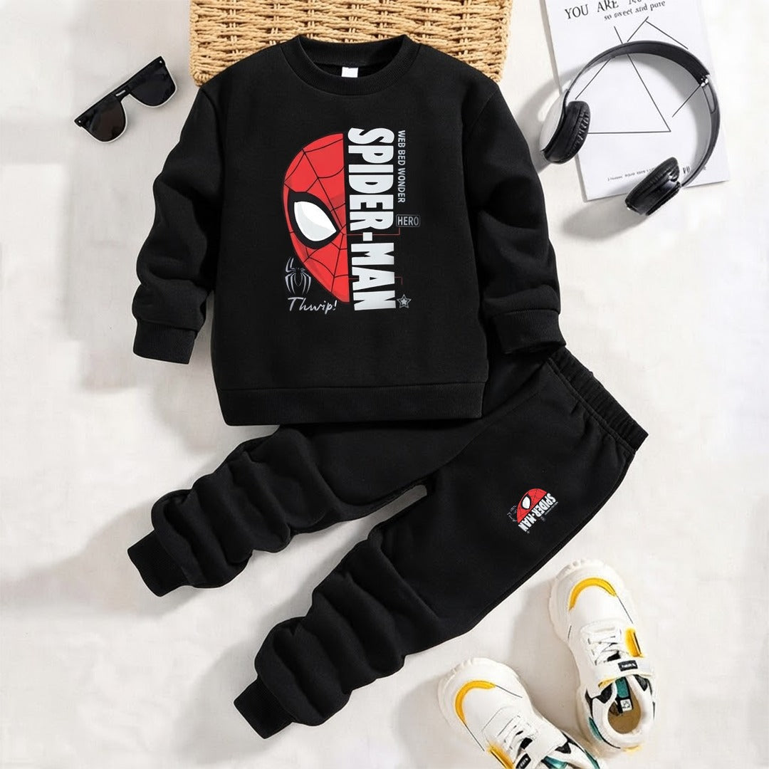 Kids Spider-Man Graphic Black Tracksuit Set