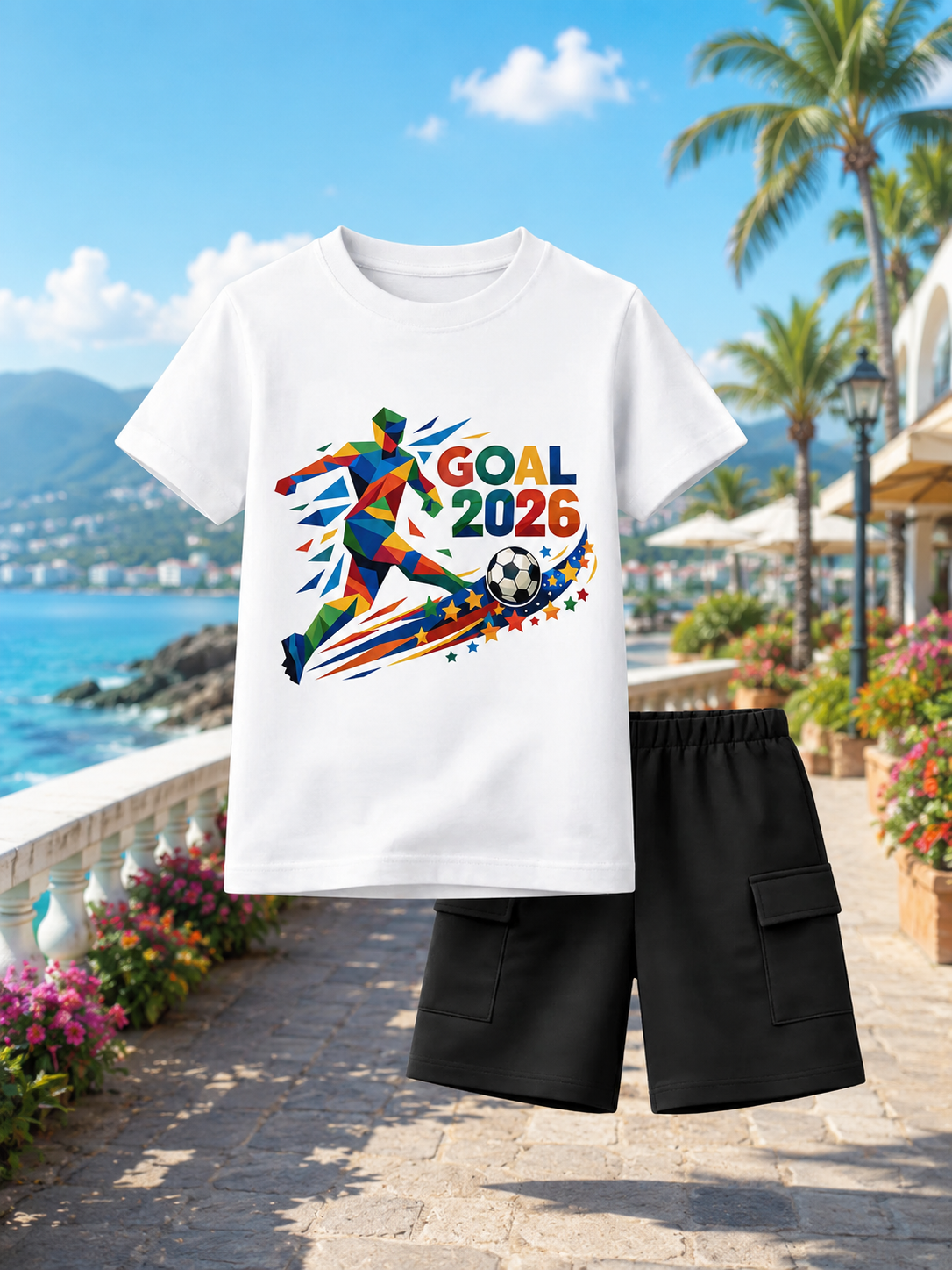 GOAL 2026 Soccer Star Tee & Black Cargo Shorts Set