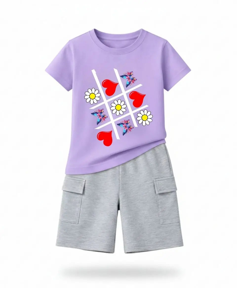 Butterfly Hearts Tic Tac Girls Suit Set