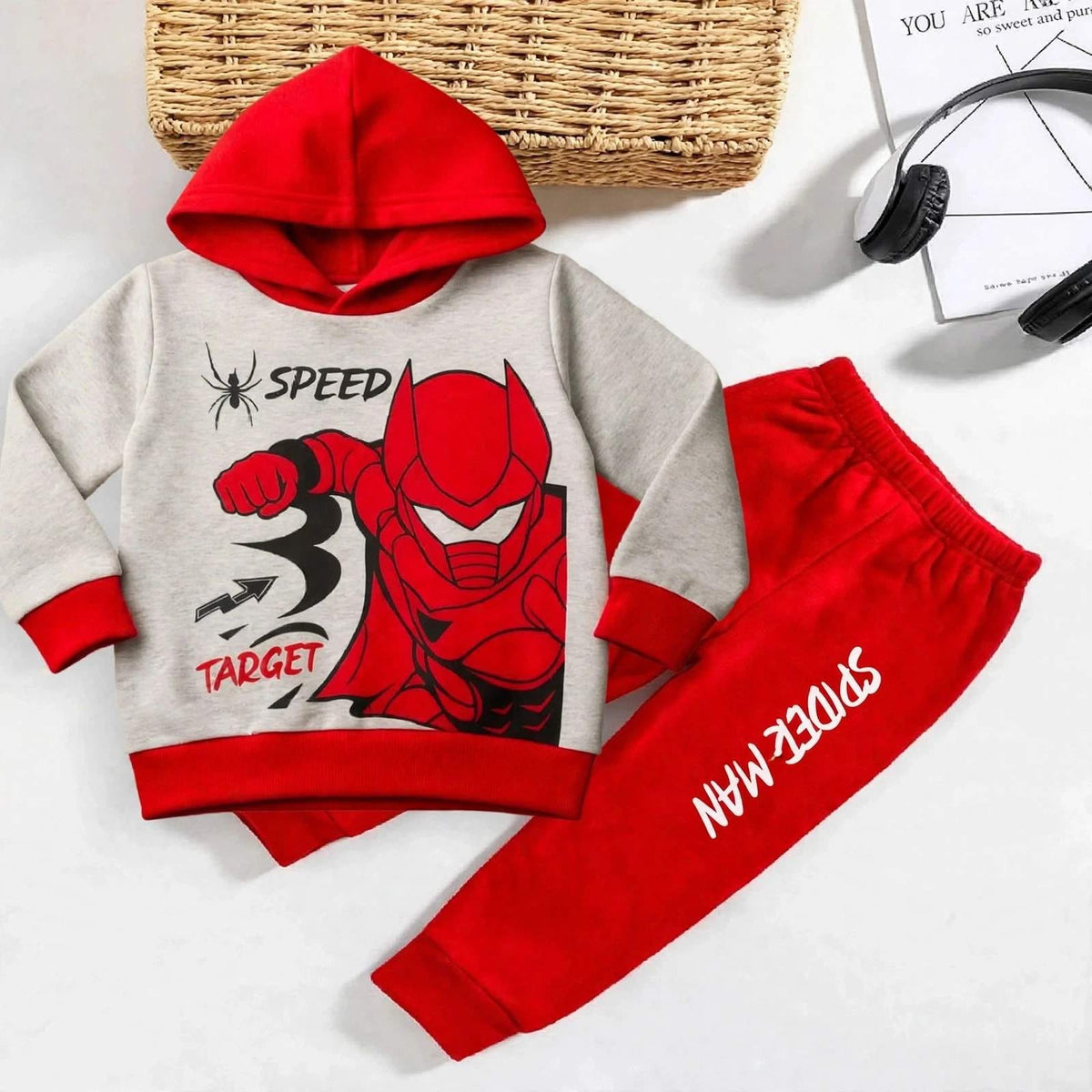 Kids Fleece Hoodie & Trouser Set – Superhero Winter Outfit