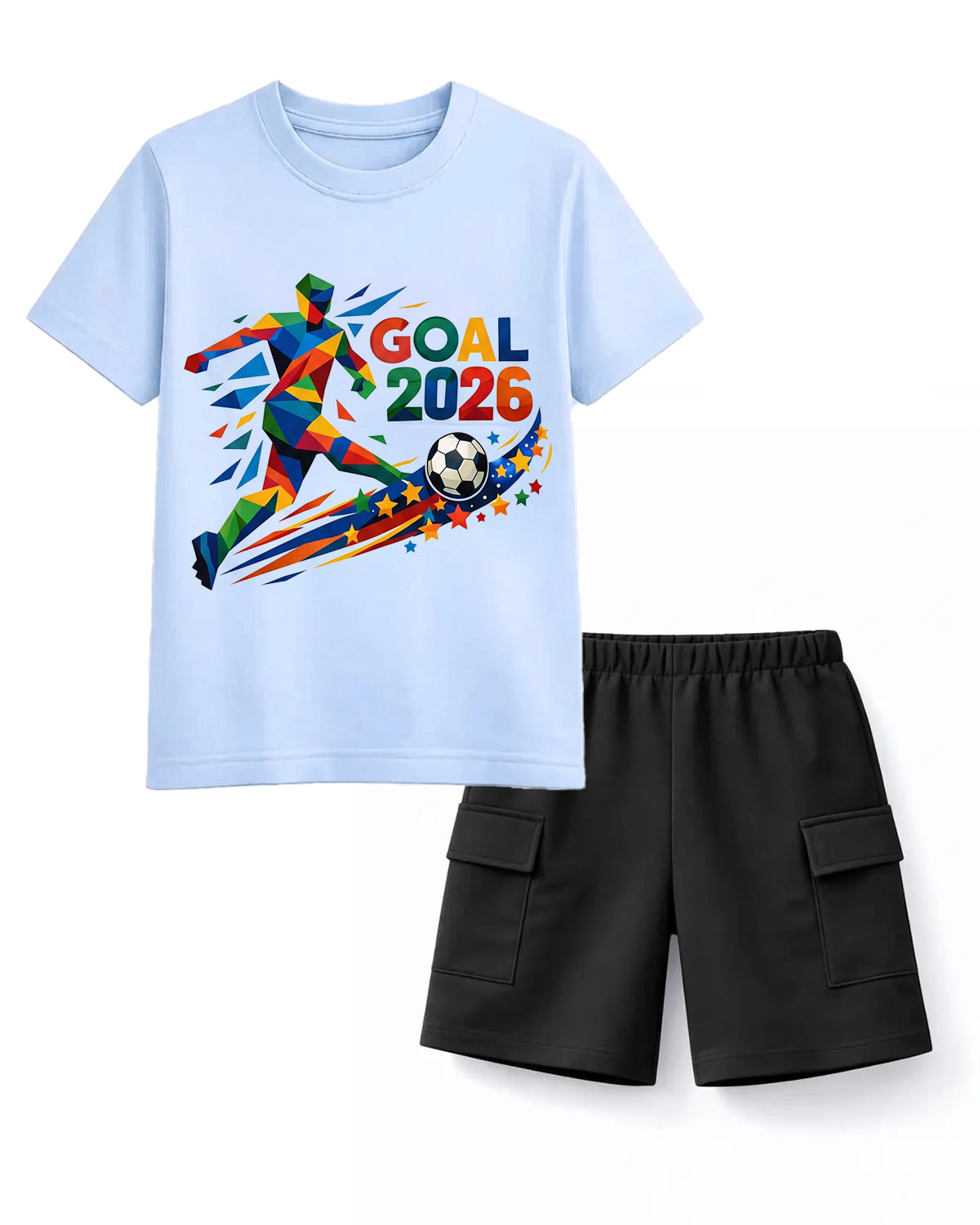 GOAL 2026 Soccer Star Tee & Black Cargo Shorts Set