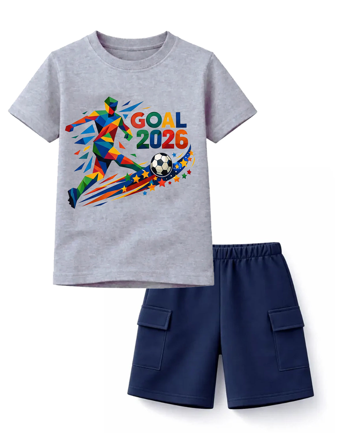 GOAL 2026 Soccer Star Tee & Black Cargo Shorts Set