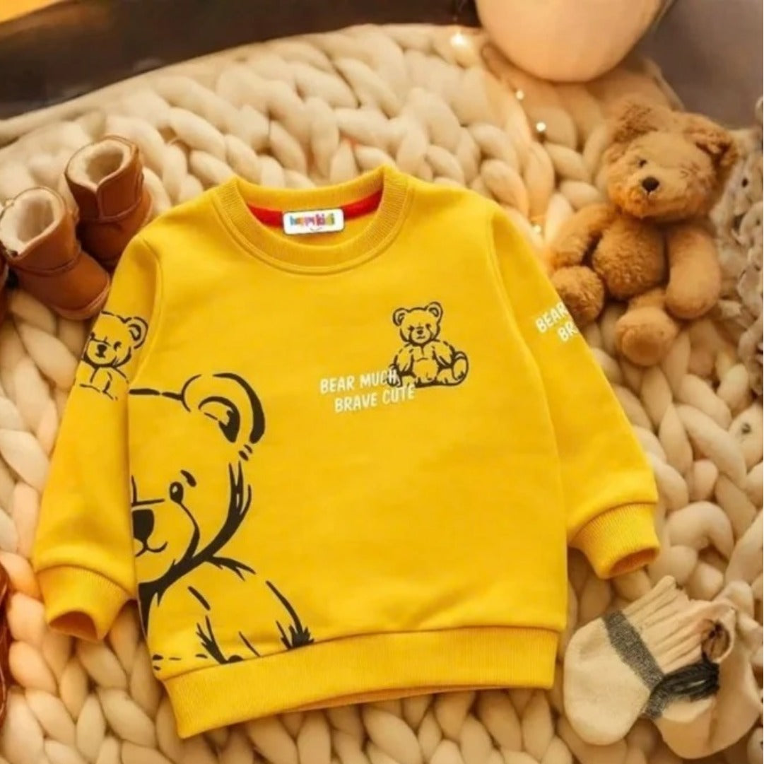 Kids Yellow Fleece Bear Sweatshirt – Cute & Warm Winter Wear