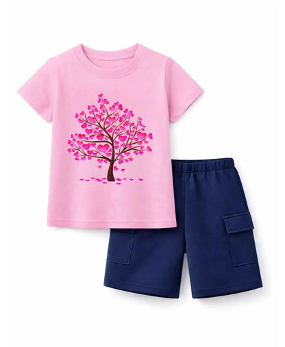 Pink Heart Tree Kids Suit Set