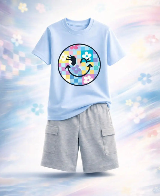 Pastel Smiley Bloom Kids Suit Set