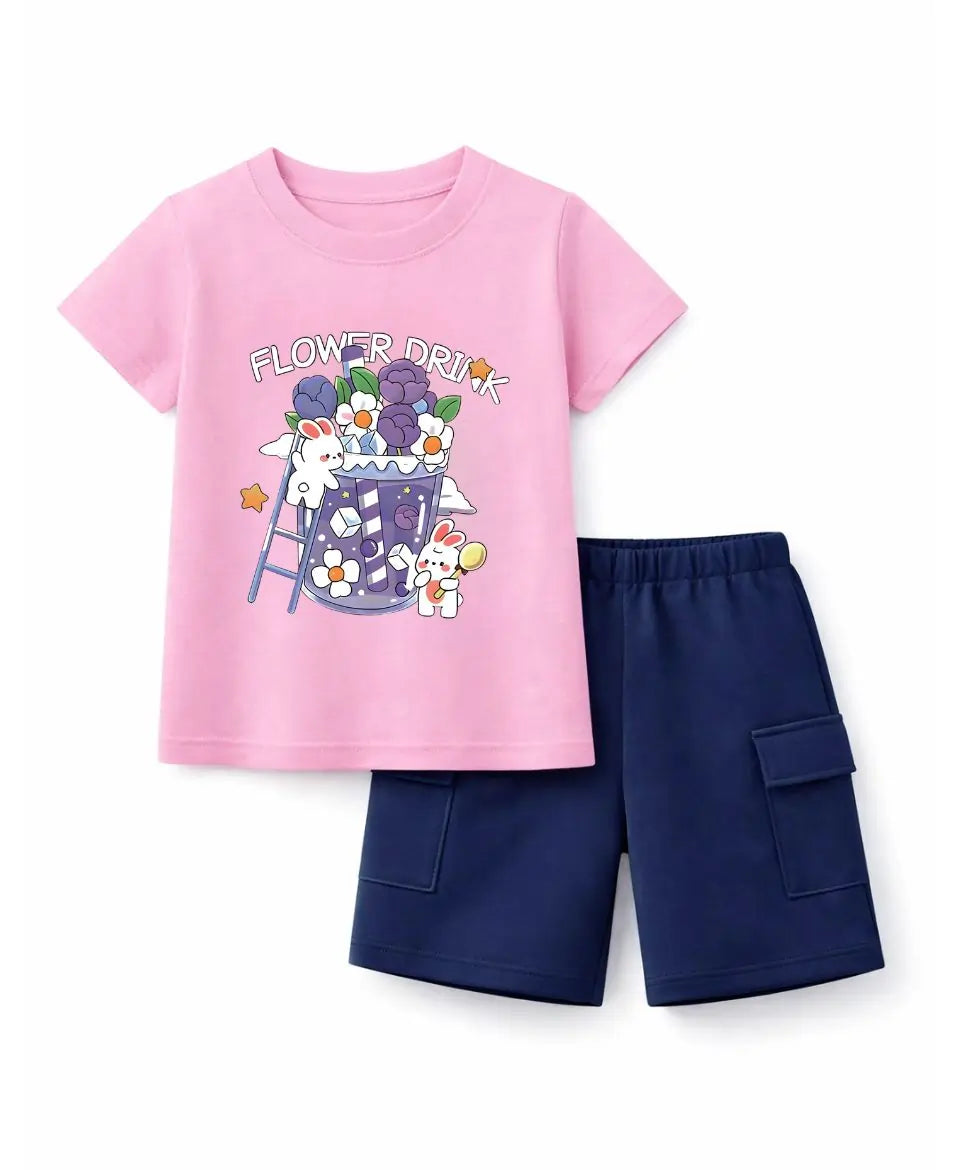 Flower Drink Bunny Suit Set