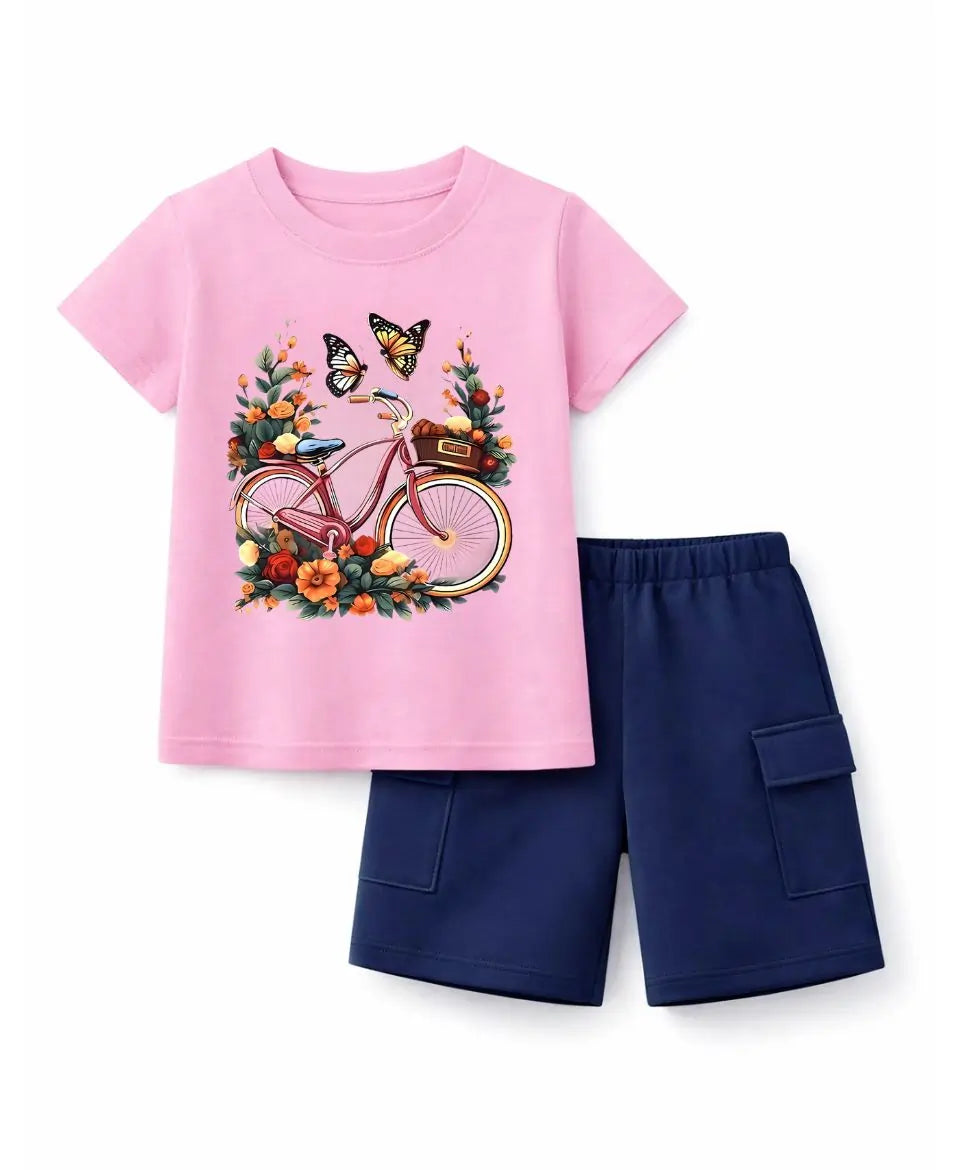 Vintage Bicycle Bloom Kids Suit Set
