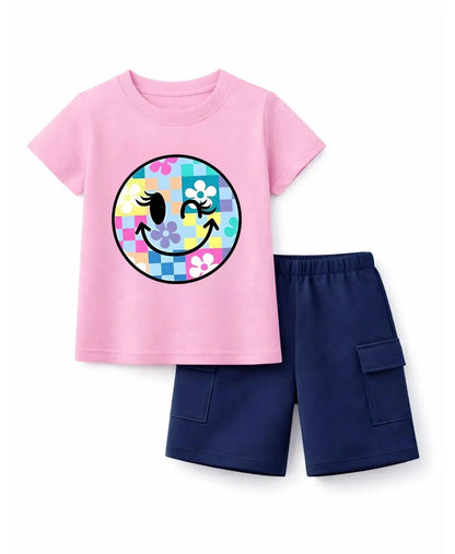 Pastel Smiley Bloom Kids Suit Set