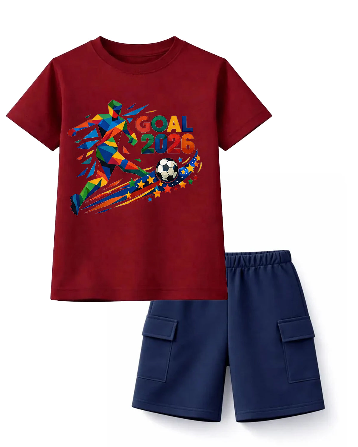 GOAL 2026 Soccer Star Tee & Black Cargo Shorts Set