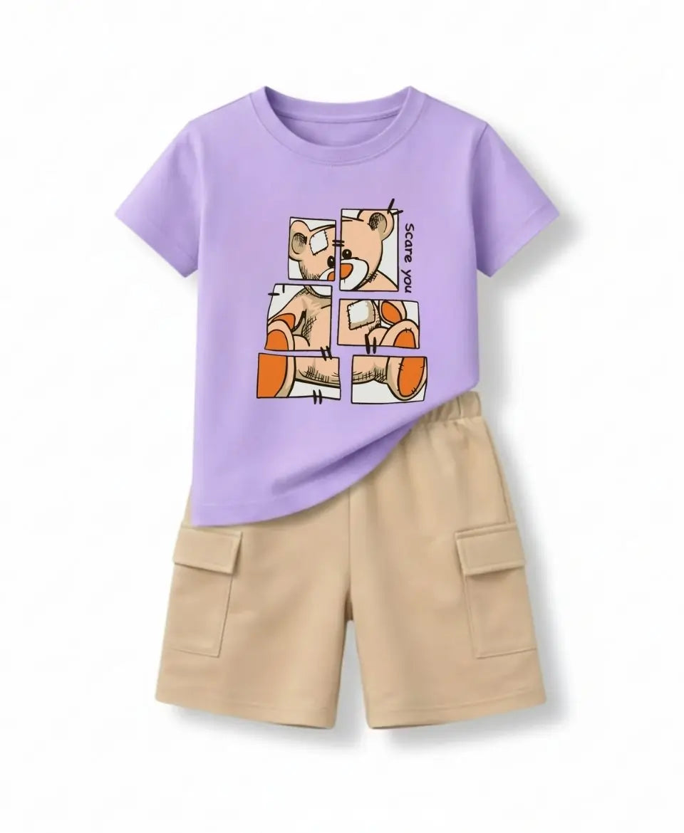 Puzzle Teddy Summer Kids Suit Set