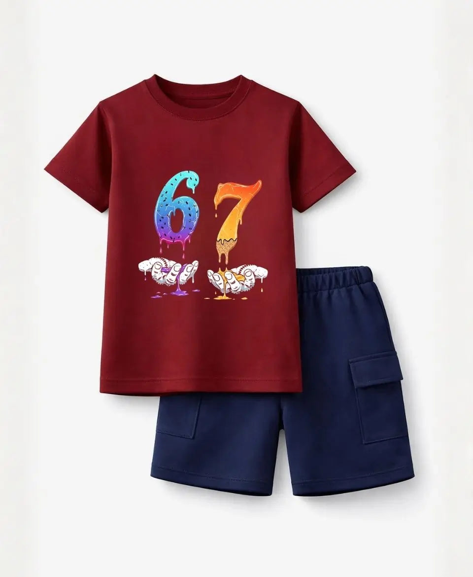 Drip 67 Street Style Summer Kids Suit Set
