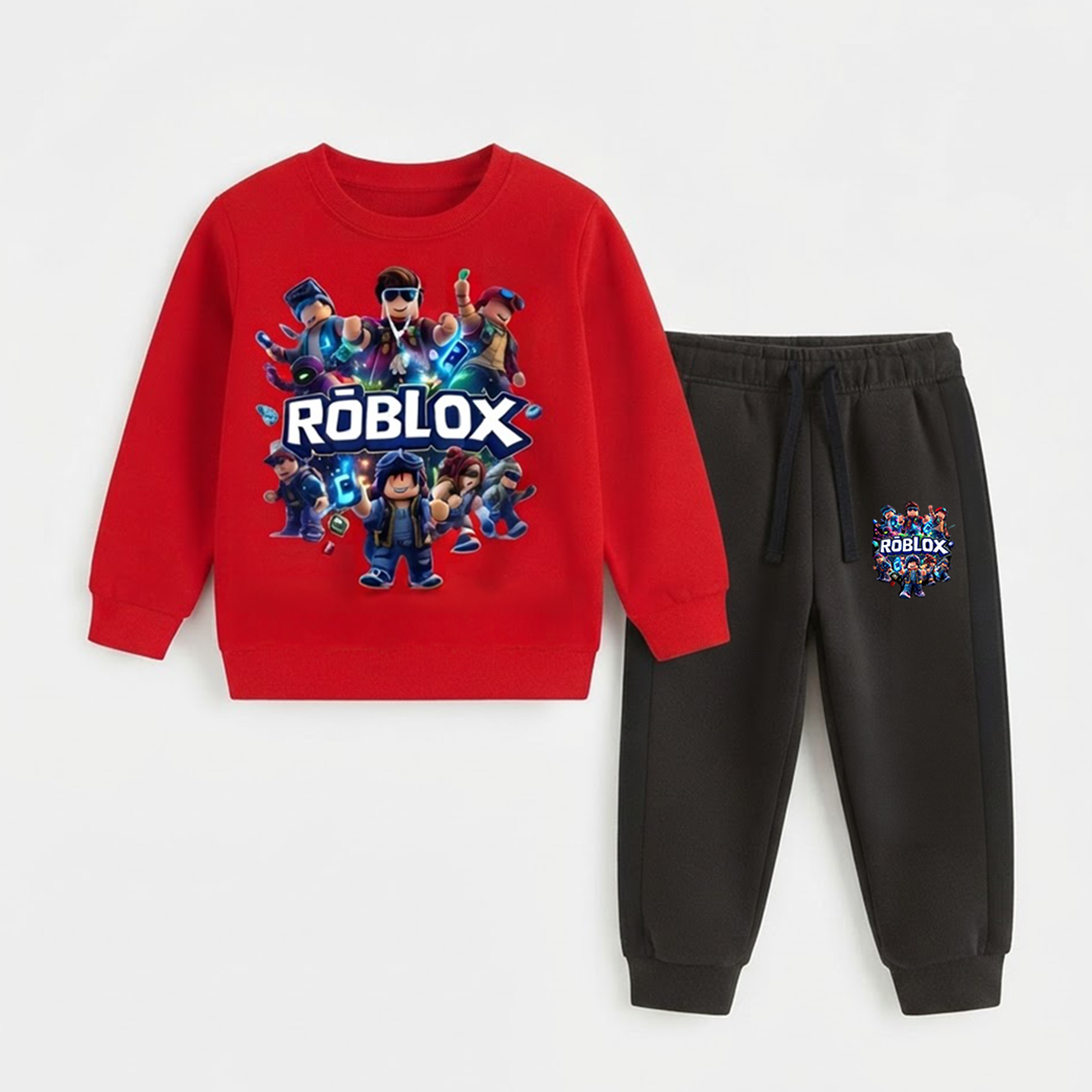 Kids' Roblox Red Sweatshirt & Black Jogger Set