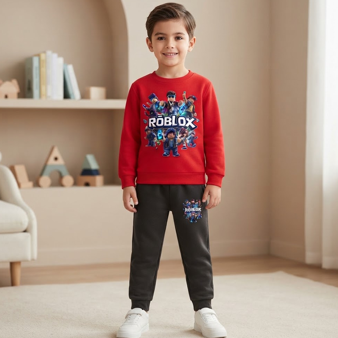Kids' Roblox Red Sweatshirt & Black Jogger Set