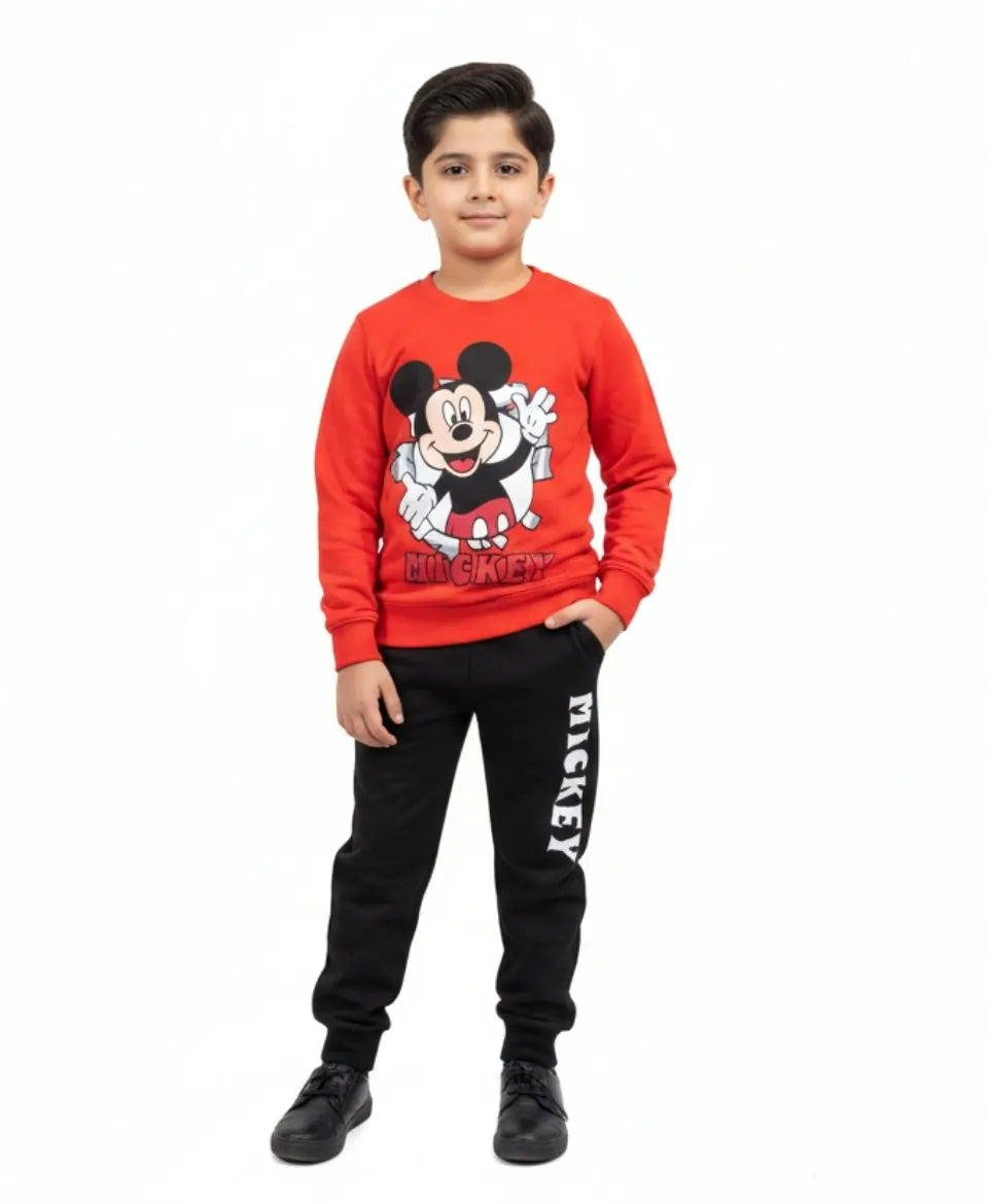 Unisex Mickey Print Sweatshirt & Trouser Set for Kids