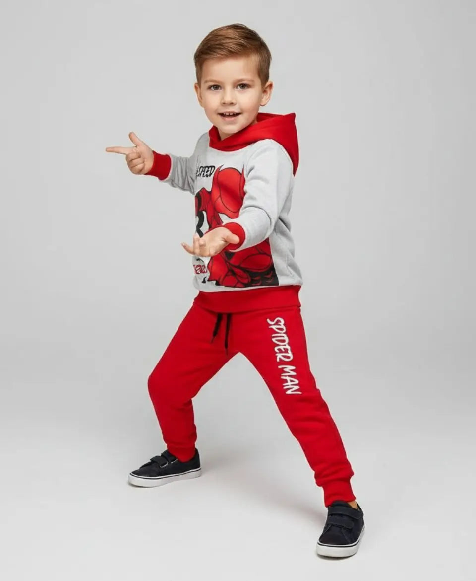 Kids Fleece Hoodie & Trouser Set – Superhero Winter Outfit